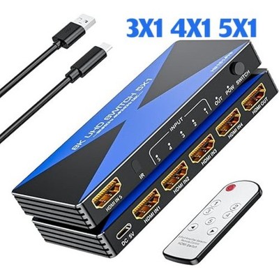 8K 60Hz HDMI2.1 3x1 4x1 5x1 Video Switch 4K 120Hz HDMI Switch HDR 3 4 5 in 1 Out