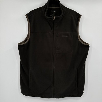 LL Bean Mens XXL Tall Full Zip Fleece Vest Brown Mock Neck Gorpcore Outdoorsy