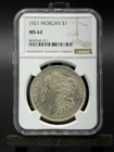 1921 Morgan Silver Dollar $1 - NGC MS62