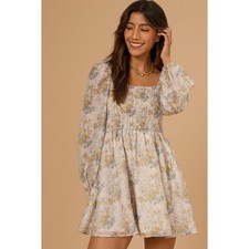 Altard State Rylan Floral Babydoll Dress NWT Med Smocked Puff Sleeve Coquette