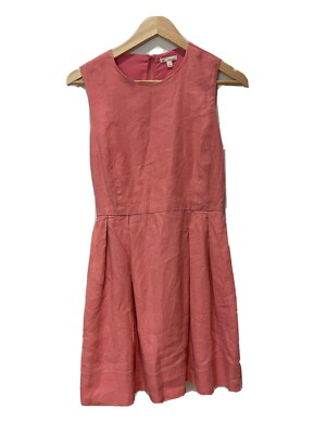 Gap Womens Dress Size 2 100% Linen Pink Designed & Crafted Fit & Flare MIDI