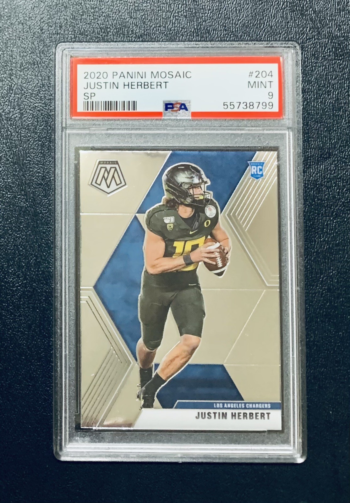 2020 Panini Mosaic JUSTIN HERBERT SP RC Variation PSA 9 Chargers #204 LOW POP