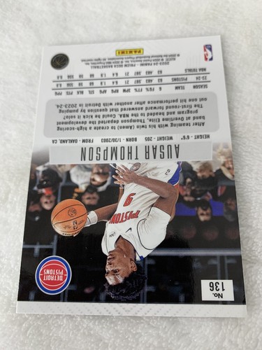 2023-24 Panini Prizm Deca AUSAR THOMPSON Rookie Base RC #136 Pistons - Foto 11 di 12
