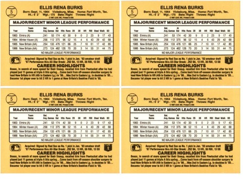 (4) 1987 Donruss The Rookies #5 Ellis Burks Boston Red Sox Card Lot - Picture 2 of 2