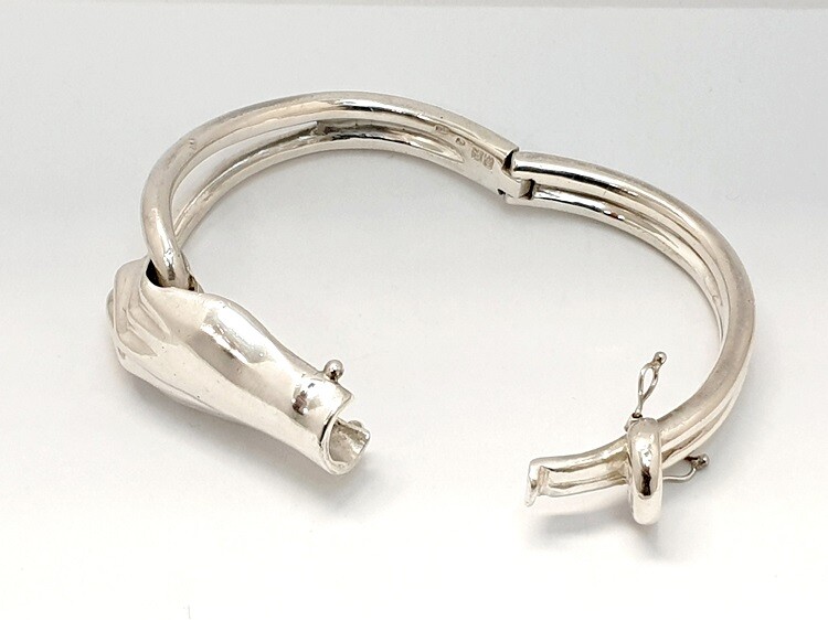 SR Wine Solid Sterling Silver 925 Hinged Bangle H… - image 2