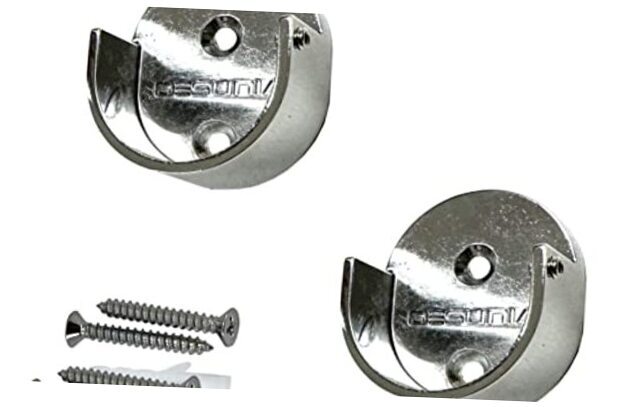 Closet Rod Support Flanges with Screw On Attachment | 2 Pack Screw on Brackets