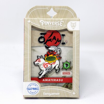 PINVERSE Okami Amaterasu Enamel Figure Pin Set Pack + Trading Card + Stickers