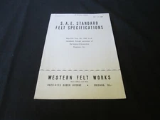 Vintage 1941 Ephemera S. A. E. Standard Felt Specifications Western Felt Works