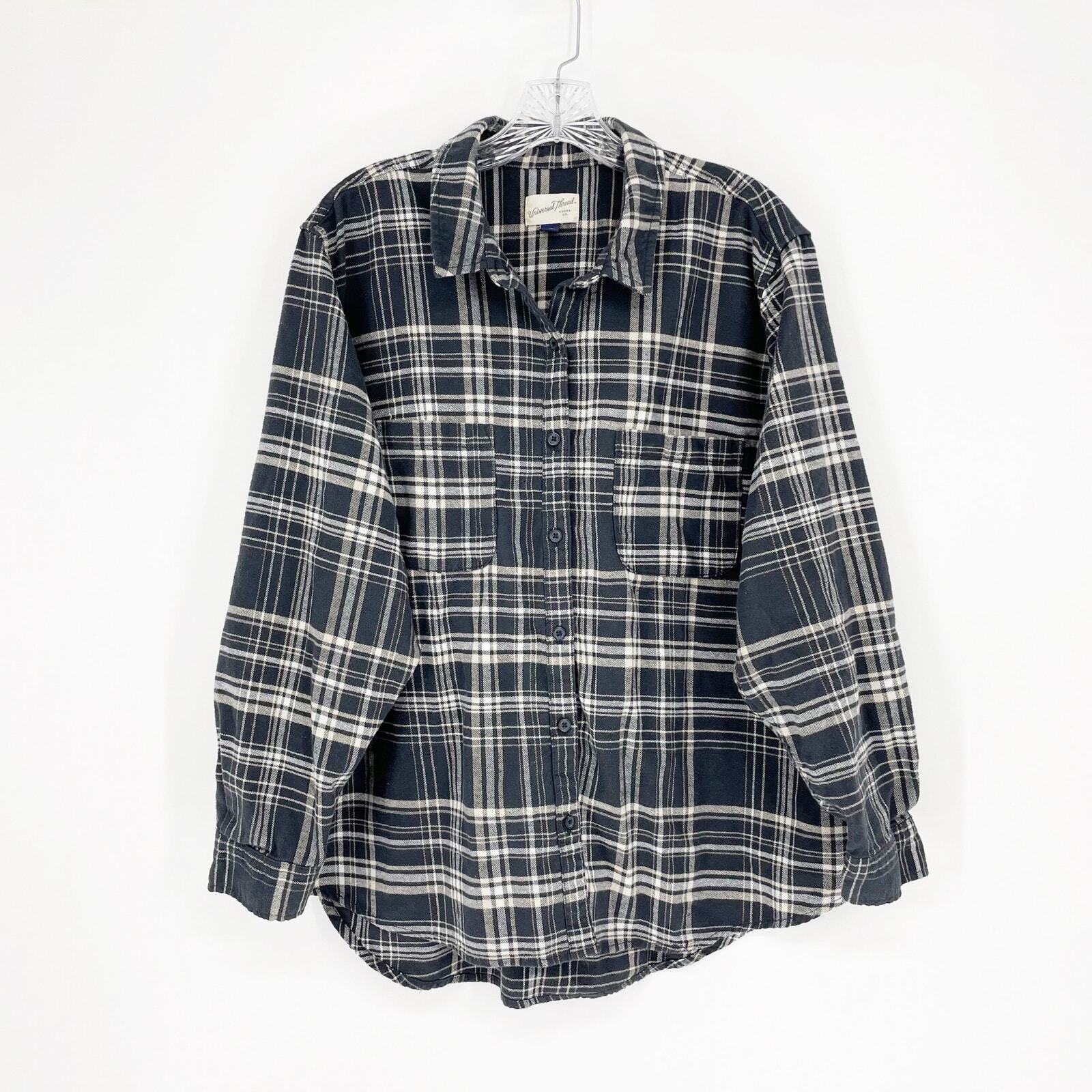Universal Thread Long Sleeve Button-Up Plaid Top … - image 1