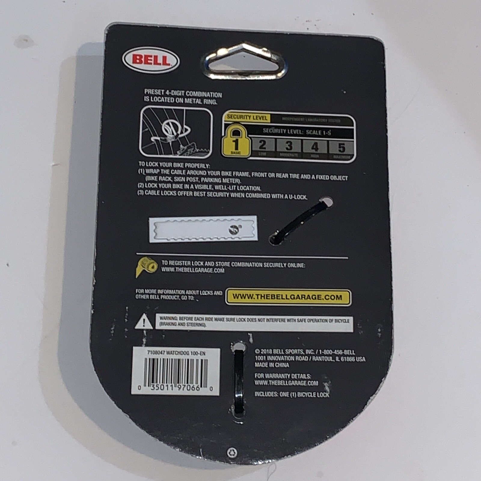 Bell Sports  5 Ft. x 8mm 4-Digit Preset Combination Bicycle Lock