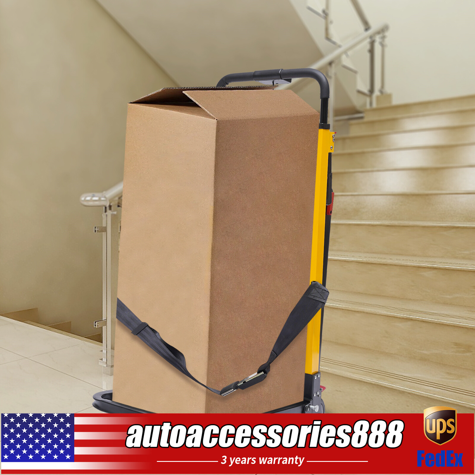 330lbs Max Load Folding Electric Stair Climbing Hand Truck Warehouse Cart Dolly