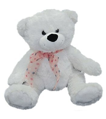 13 Inch White Teddy Bear With Bow for sale online | eBay