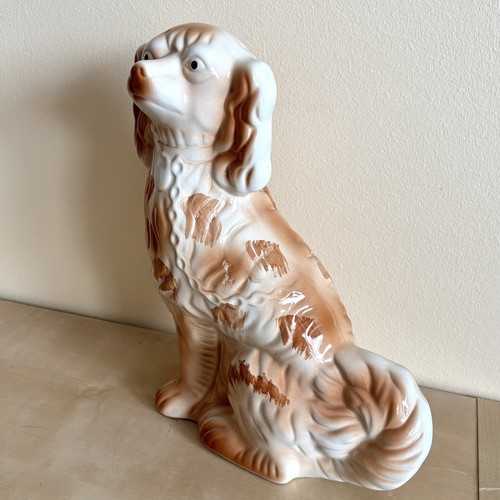 Pair Vintage Staffordshire Dogs, 11” Ceramic Spaniel Figurines - 第 3/10 張圖片