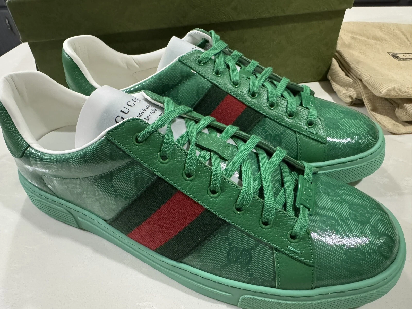 *NEUF   Baskets vertes GUCCI ACE   10,5 UK / 11 US