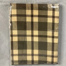Country Plaid Shower Curtain Tan Brown Farmhouse Primitive  Lodge 72x72 NEW