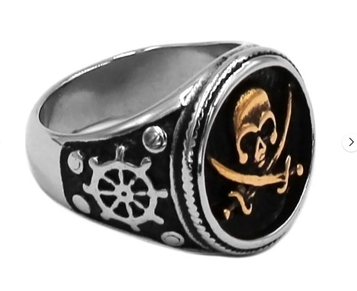 Anillo pirata fuerte y pesado de acero inoxidable para hombre 213