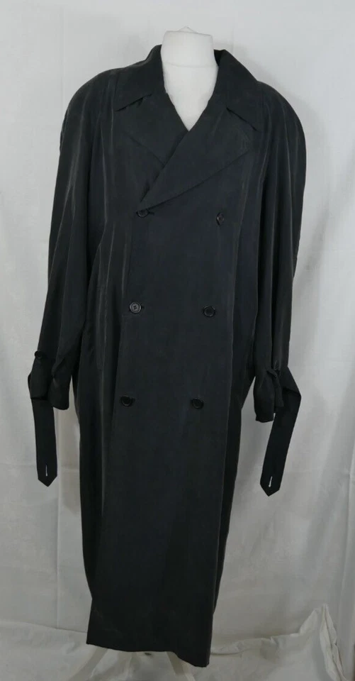 ALBA MODA 100% SEIDE Luxus Mantel Trenchcoat Grau-Anthrazit Edel Größe 50/52 TOP - Bild 2 von 4