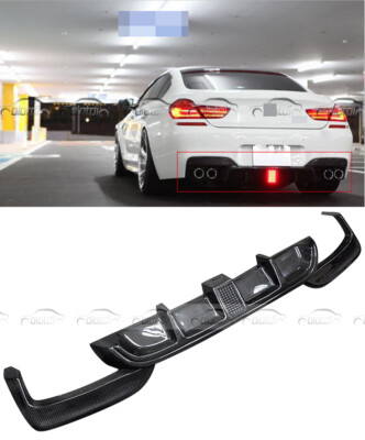 Carbon Fiber Rear Bumper Diffuser Lip +Pilot Lamp For 12+ BMW F12 F13 M-Sport 