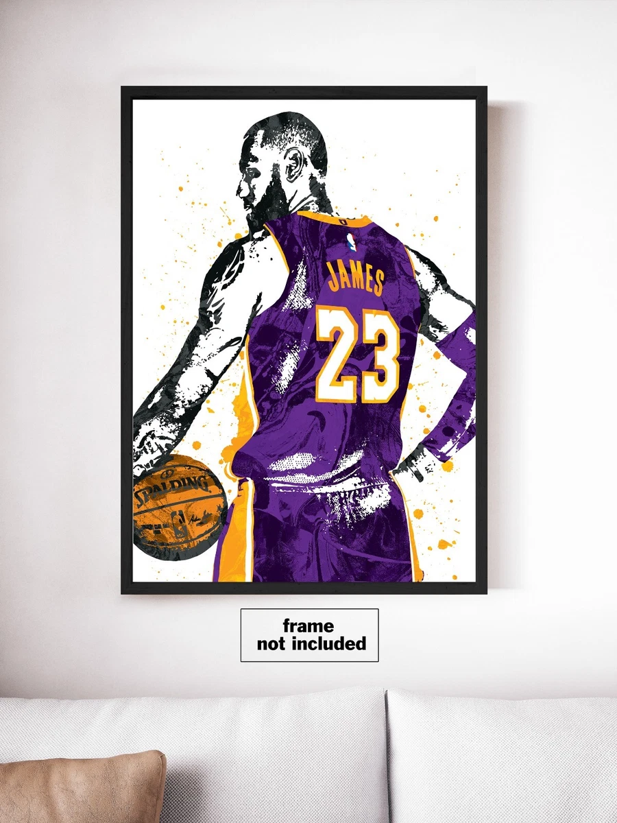 Lebron James Purple Los Angeles Lakers Sports Print Man Cave FREE
