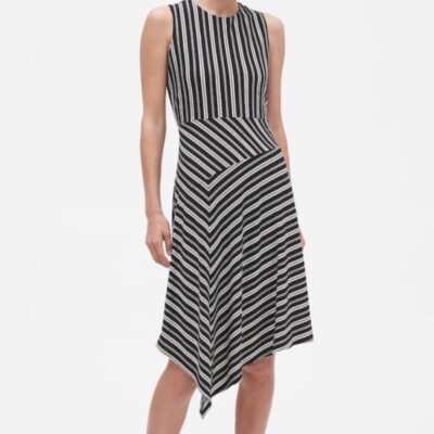 NEW Banana Republic Factory | Striped Fit & Flare Asymmetric Dress Size XS  | eBay
