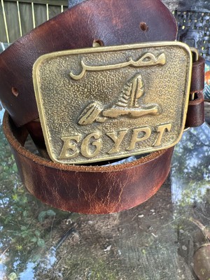 Solid brass Egyptian style vintage leather belt Ancient Egyptian Belt - Etsy main image 4