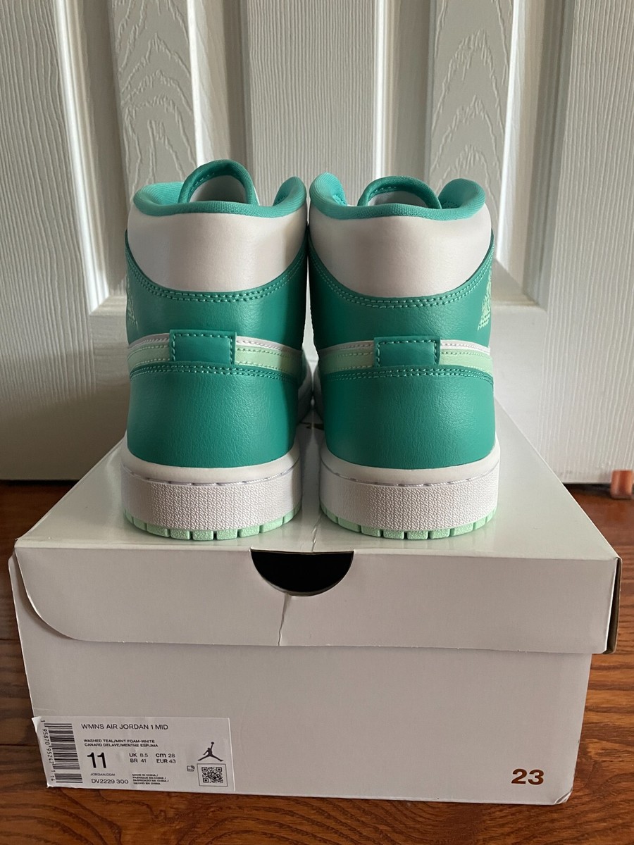 Nike Jordan 1 Mid Teal Men 9.5 / 11 Women DV2229-300 Washed Blue
