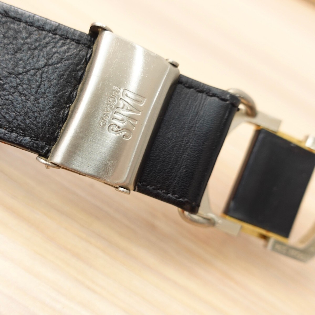 DAKS LONDON ENGLAND BLACK LEATHER BELT VINTAGE XS Dakota Belt - Black Silver – Maison Hotel main image 4