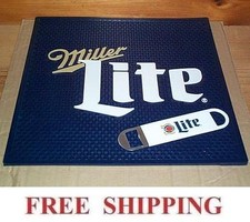 MILLER LITE THROWBACK SPILL BAR MAT COASTER & BEER BOTTLE OPENER WRENCH NEW
