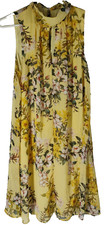 London Times Womens Size 10 Flowy Yellow Floral Keyhole Dress