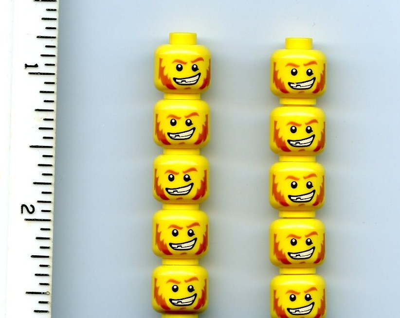LEGO x 10 Jail Prisoner Minifig, Head Red Eyebrows and Sideburns