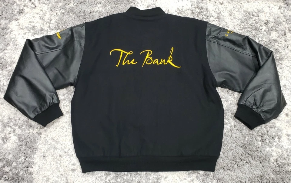 The Bank Nightclub Varsity Jacket Black Men Size XL Leather Wool Cavoda Vodka - Image 3 of 4