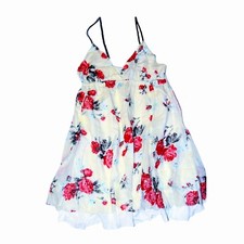 Pretty Feminine Wet Seal White Colorful Floral Babydoll Vintage Dress L