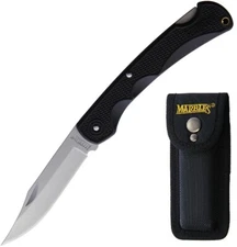 Folding Knife | Marbles Stainless Steel 3.75" Blade Lockback Black EDC + Sheath