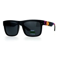 Gafas de sol unisex de moda cuadradas rectangulares marco mate impresión digital de píxeles