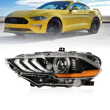 Left Full LED Headlights For 2018 2019-2023 Ford Mustang Projector Headlamps DRL