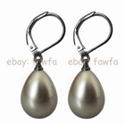 Pretty 12x16mm Real South Sea Shell Pearl Teardrop Leverback Dangle Earrings AAA