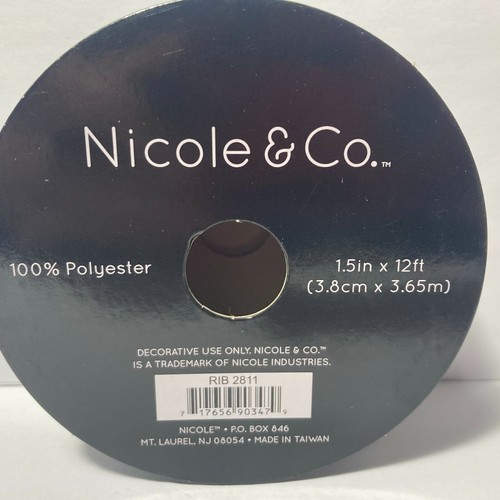 Green Ribbed Sash Ribbon 1.5" x 12' Polyester Nicole & Co 1 Roll - Picture 10 of 10