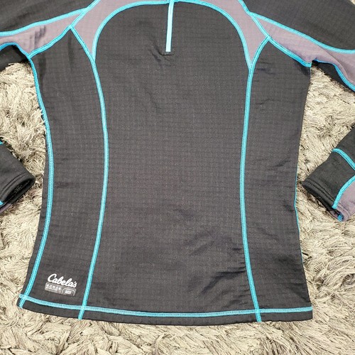 Cabelas Base Layer Pullover Womens M Black Blue Polartec Long Sleeve 1/4 Zip - Picture 11 of 19