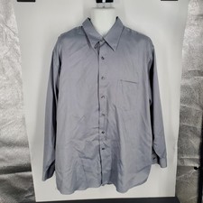 Arrow Shirt Mens 18.5 34/35 Gray Wrinkle Free Pique Long Sleeve Button Front