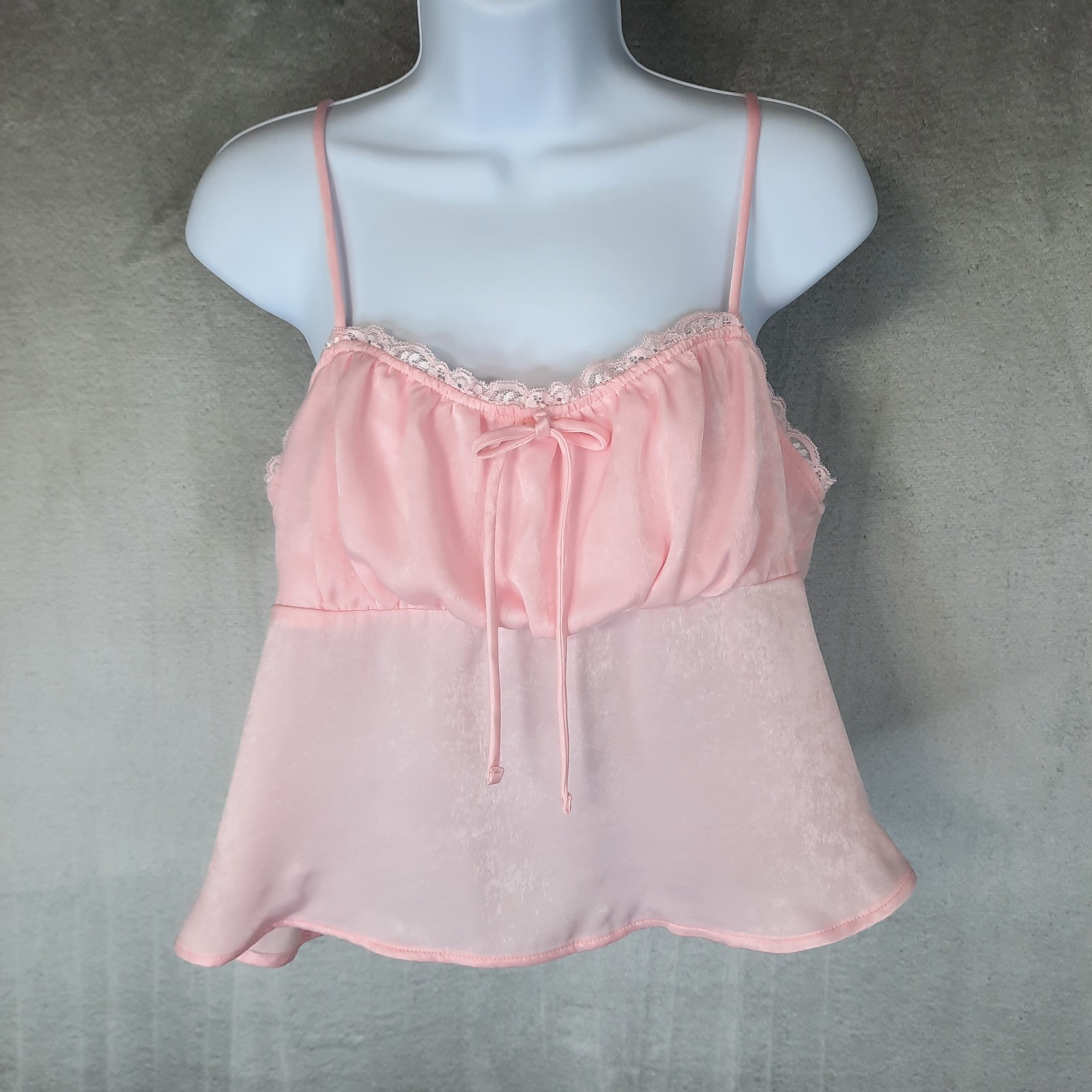 No Boundaries Pink Babydoll Cami Top Size Large Y2K Milkmaid Coquette Festival