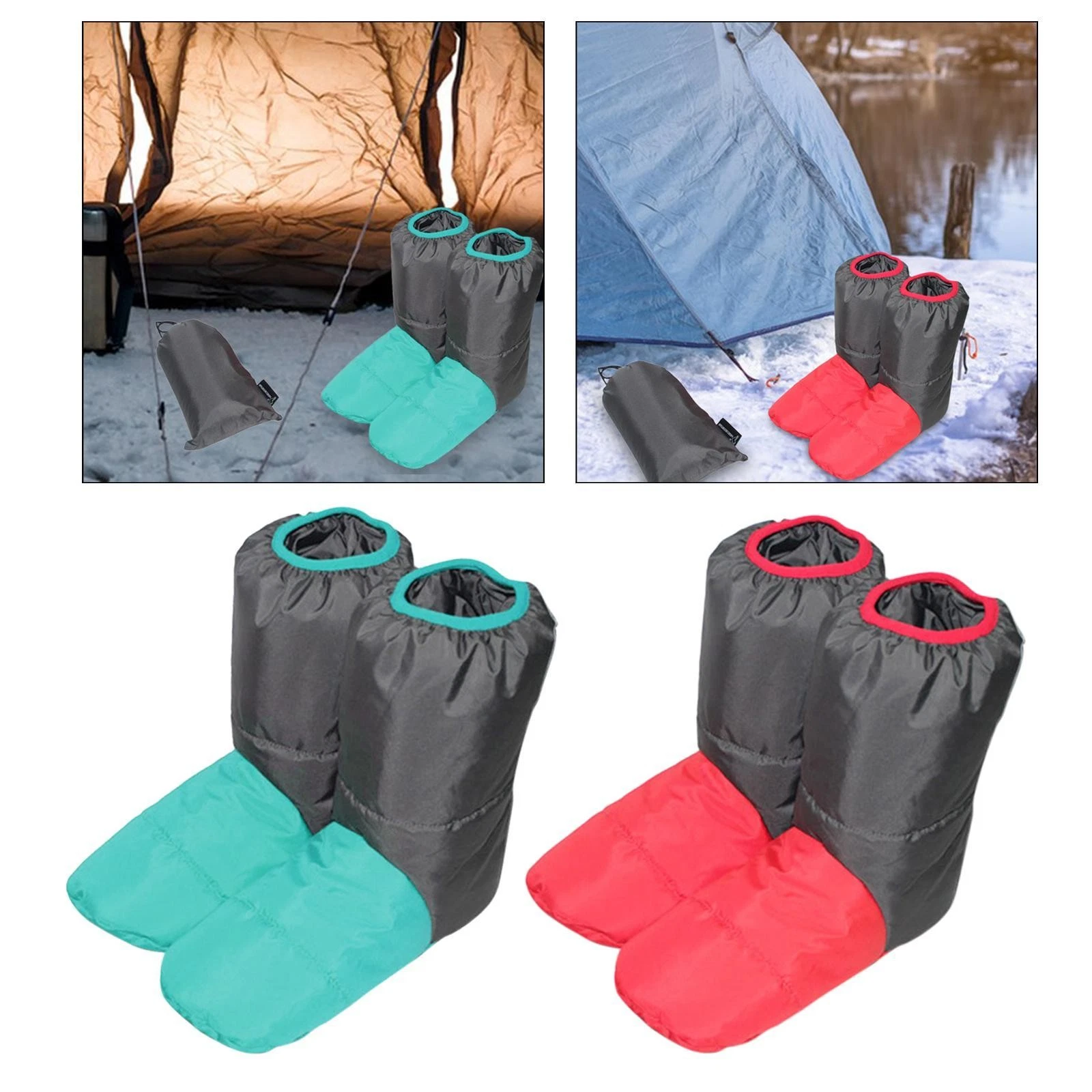 Down Booties Winter Warm Socks Anti Slip Soft Down Boots for Camping Climbing