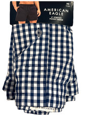 NWT AMERICAN EAGLE 4" Stretch Pocket Boxer Sz XS-XL Blue White Checks 14