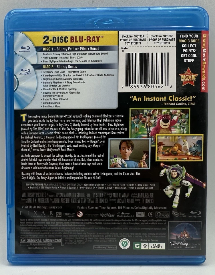Toy Story 3 [Blu-ray] 2 Disc Set Disney PIXAR Animation 2010 - Image 2 of 3