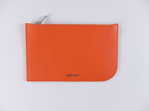 (NO CUSTOMS TAX) ALEXANDER MCQUEEN orange leather clutch bag authentic designer