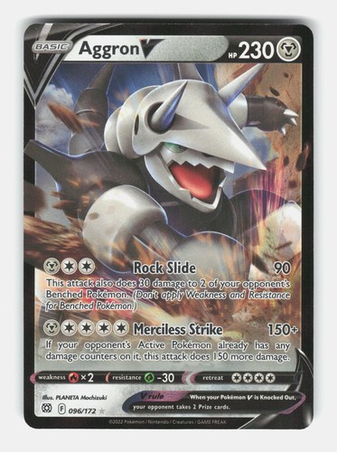 Aggron V 096/172 Holo V Rare Brilliant Stars Pokemon Near Mint
