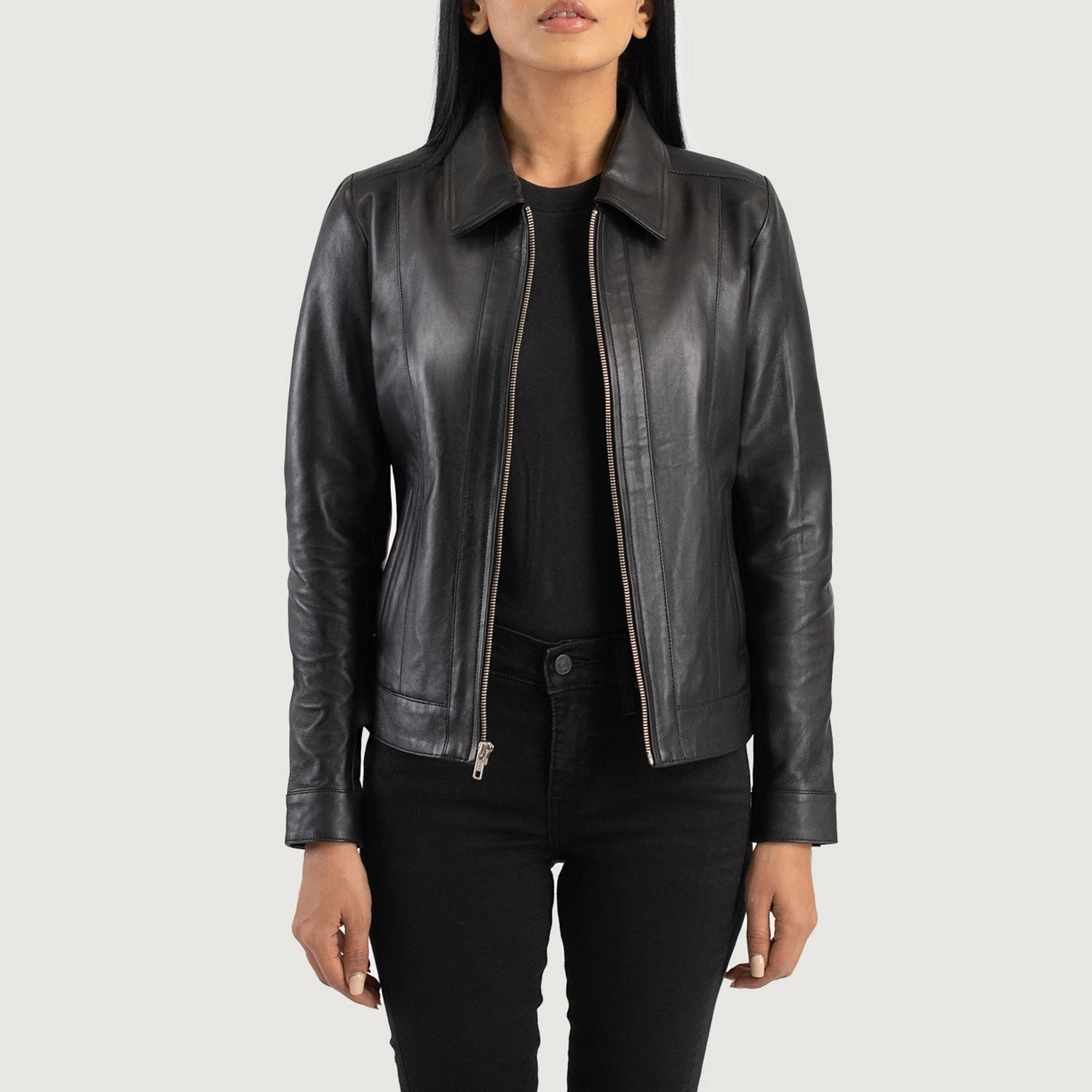 Women's Black Leather Biker jacket 100% Soft Lambskin Size S M L XL 2XL 3XL NEW
