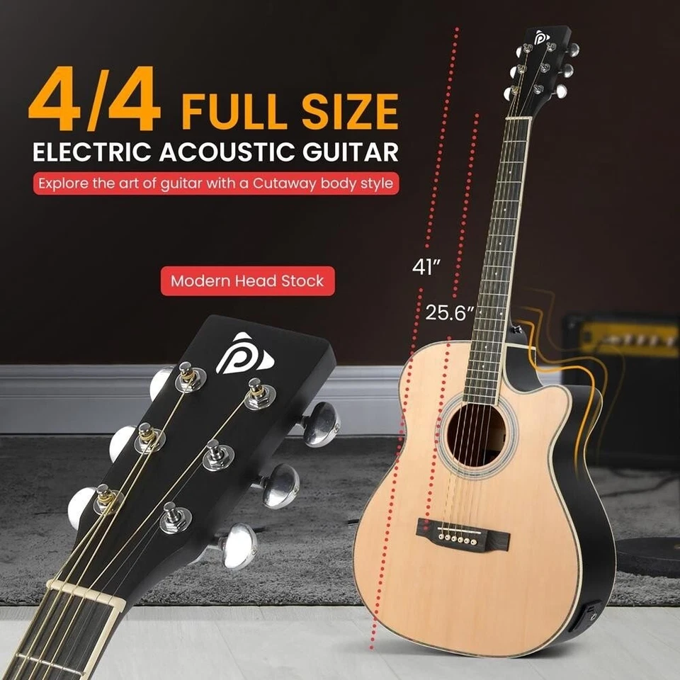 Pyle 40” Inch 6-String Electric Acoustic Guitar -W/Digital Tuner & Accessory Kit - Image 3 of 4