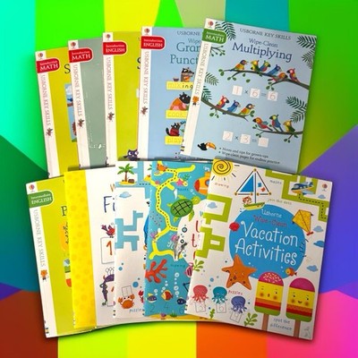 Usborne Skills Wipe Clean Books Lot of 10 Math English Pirates Vacation Ocean