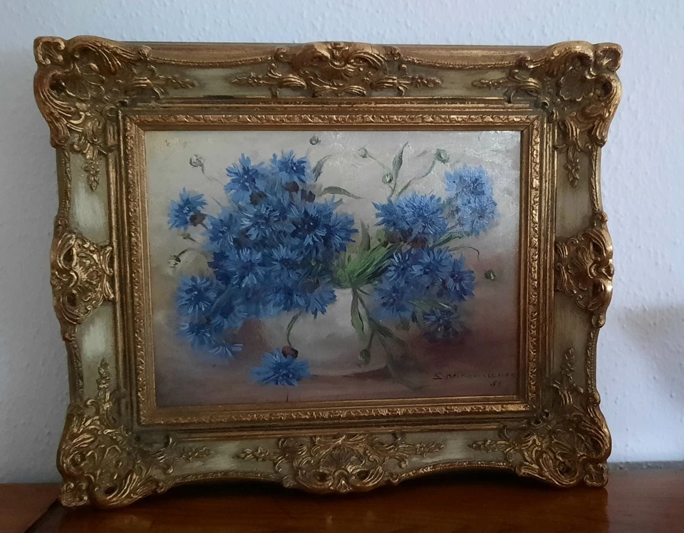 Sophia Becker-Leber Stillleben Blumen Ölgemälde Prunkrahmen - Bild 2 von 4