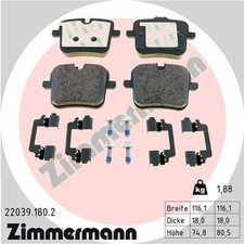 Bremsbelagsatz Scheibenbremse ZIMMERMANN 22039.180.2 f�r G06 G07 F95 X6 G15 F92